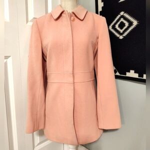 💖 Vintage 90's Marvin Richards 100% Wool Button Front Pea Coat, Baby Pink, Med